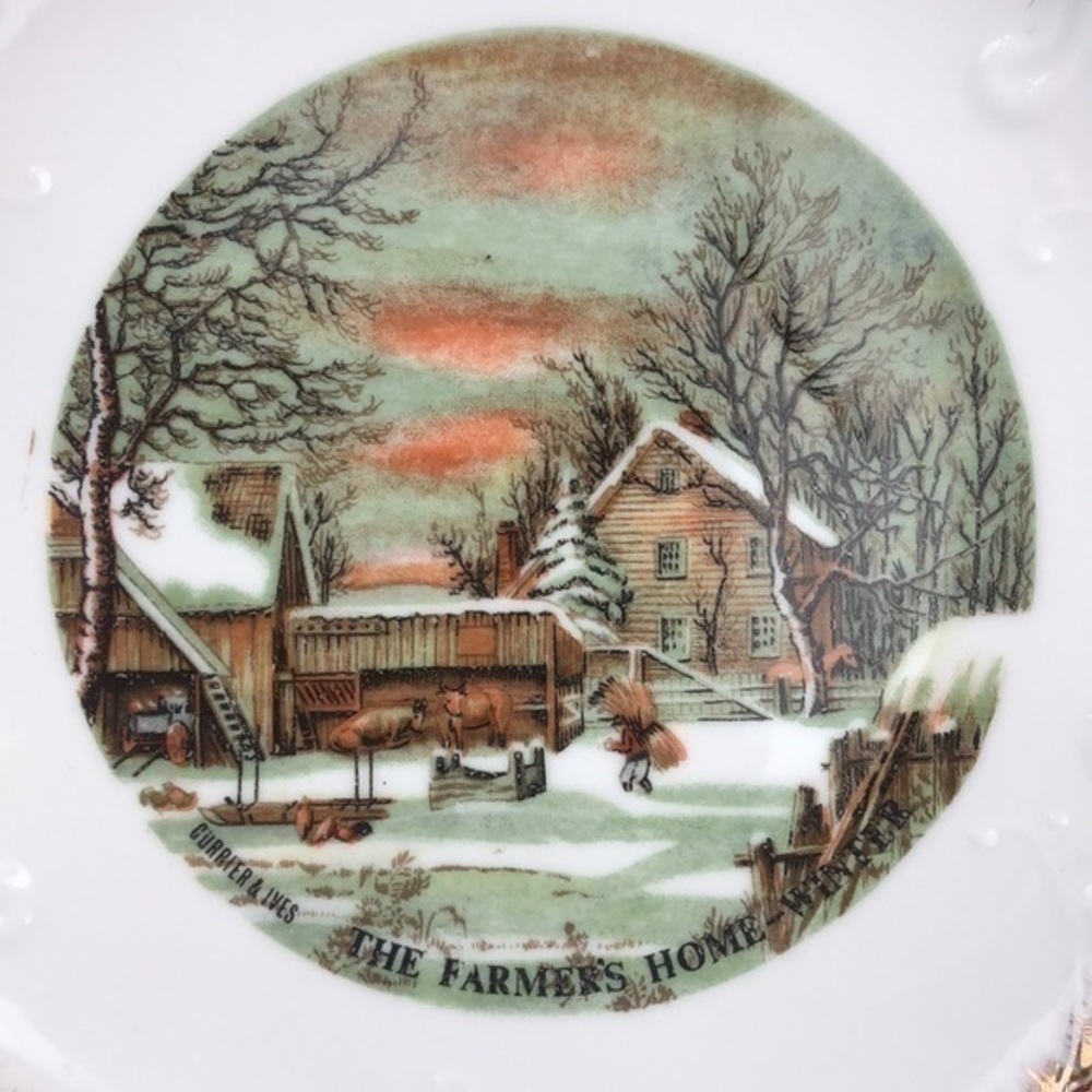 Vintage Courier & Ives “The Farmer’s Home - Winter” Collectible Plate - Picture 2 of 11